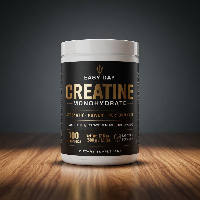 Easy Day Creatine Monohydrate supplement container, 100 servings
